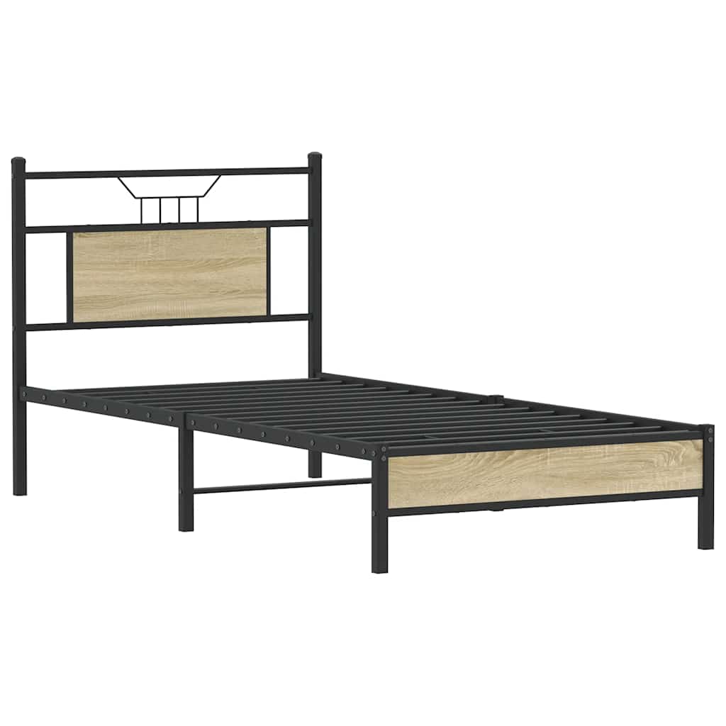 vidaXL Bed Frame without Mattress Sonoma Oak 75x190 cm Small Single Engineered Wood 5