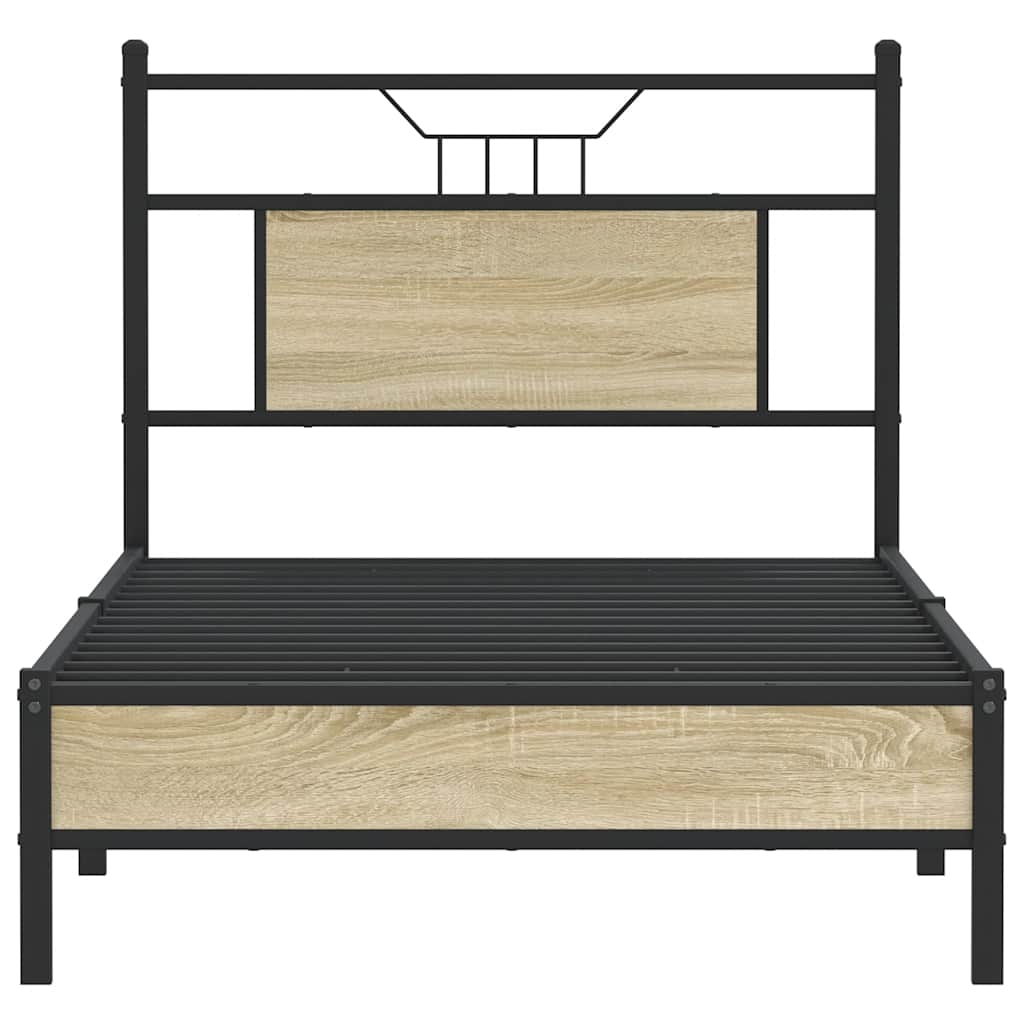 vidaXL Bed Frame without Mattress Sonoma Oak 75x190 cm Small Single Engineered Wood 6