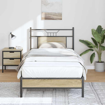 vidaXL Bed Frame without Mattress Sonoma Oak 75x190 cm Small Single Engineered Wood 1