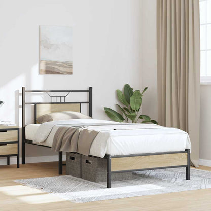 Bed Frame without Mattress Engineered Wood Sonoma oak With headboard & low footboard 90 cm 200 cm