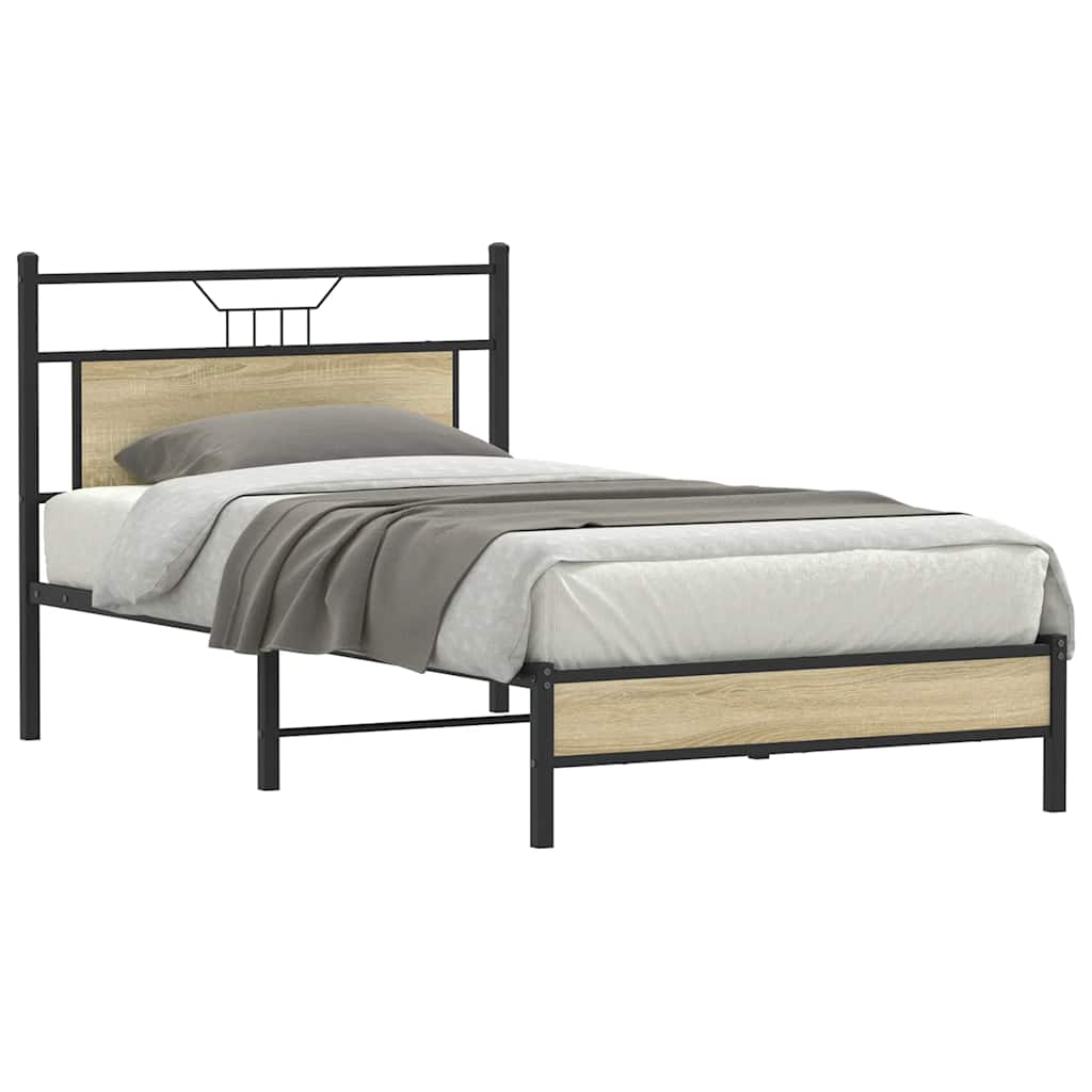 vidaXL Bed Frame without Mattress Sonoma Oak 100x190 cm Engineered Wood 3