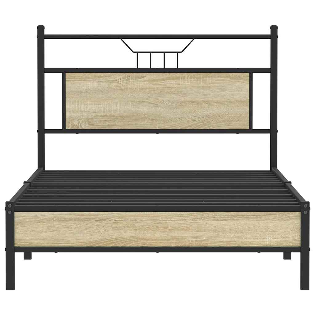 vidaXL Bed Frame without Mattress Sonoma Oak 100x190 cm Engineered Wood 6