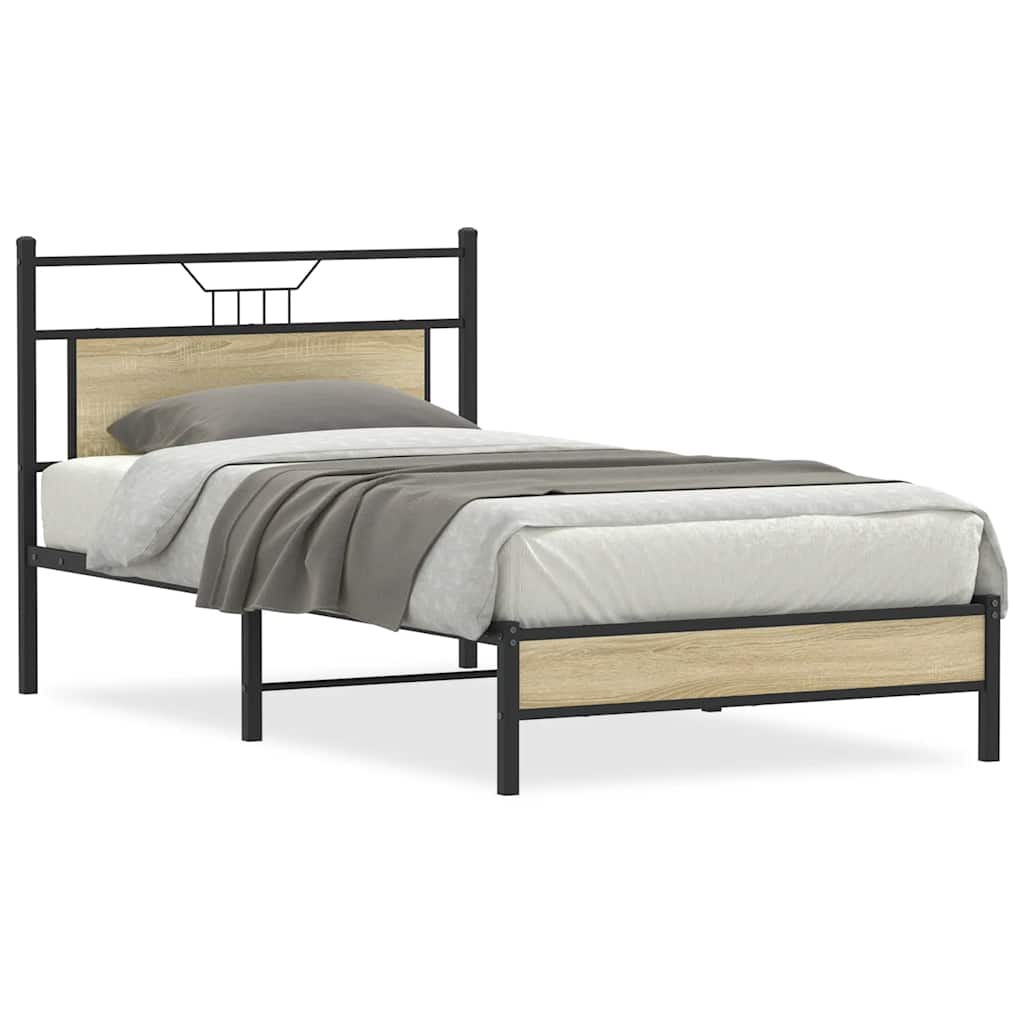 vidaXL Bed Frame without Mattress Sonoma Oak 100x200 cm Engineered Wood 2