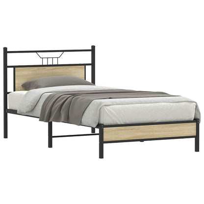 vidaXL Bed Frame without Mattress Sonoma Oak 100x200 cm Engineered Wood 3