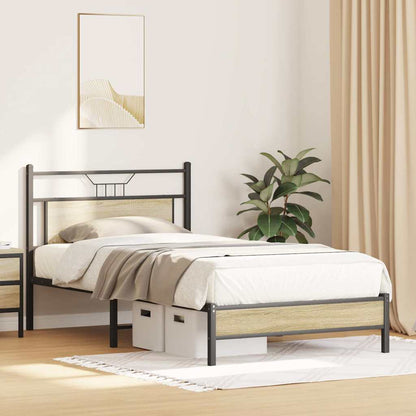 vidaXL Bed Frame without Mattress Sonoma Oak 100x200 cm Engineered Wood 4