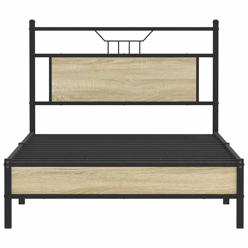 vidaXL Bed Frame without Mattress Sonoma Oak 100x200 cm Engineered Wood 6
