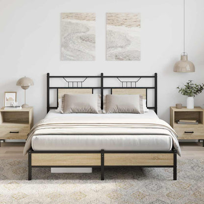 vidaXL Bed Frame without Mattress Engineered Wood Sonoma Oak with Headboard & Low Footboard