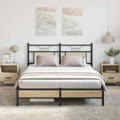 vidaXL Bed Frame without Mattress Engineered Wood Sonoma Oak with Headboard & Low Footboard