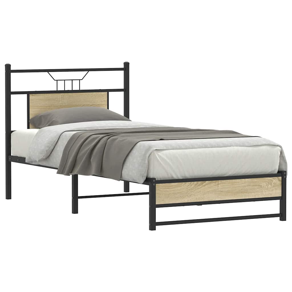 vidaXL Bed Frame without Mattress Sonoma Oak 80x200 cm Engineered Wood 2