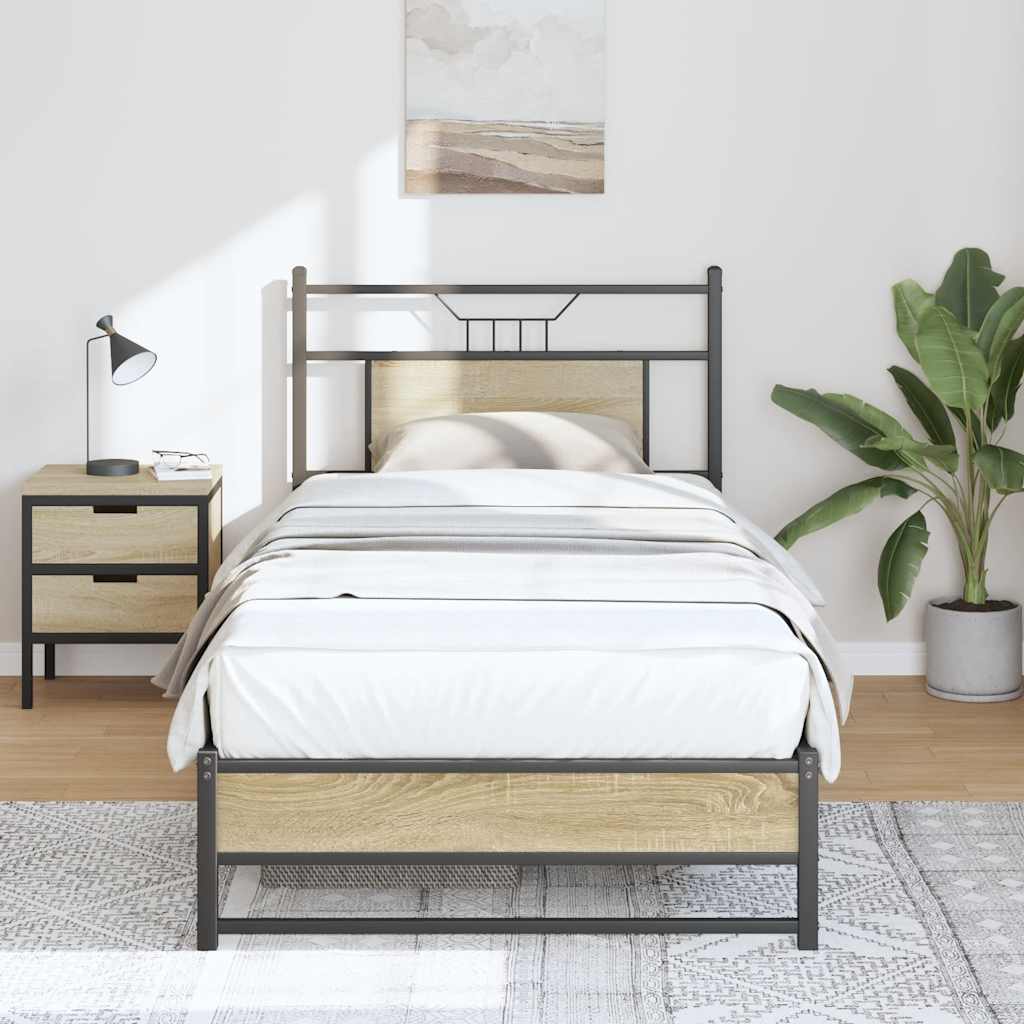 vidaXL Bed Frame without Mattress Sonoma Oak 80x200 cm Engineered Wood 4