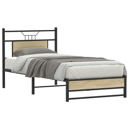 vidaXL Bed Frame without Mattress Sonoma Oak 90x190 cm Single Engineered Wood 2
