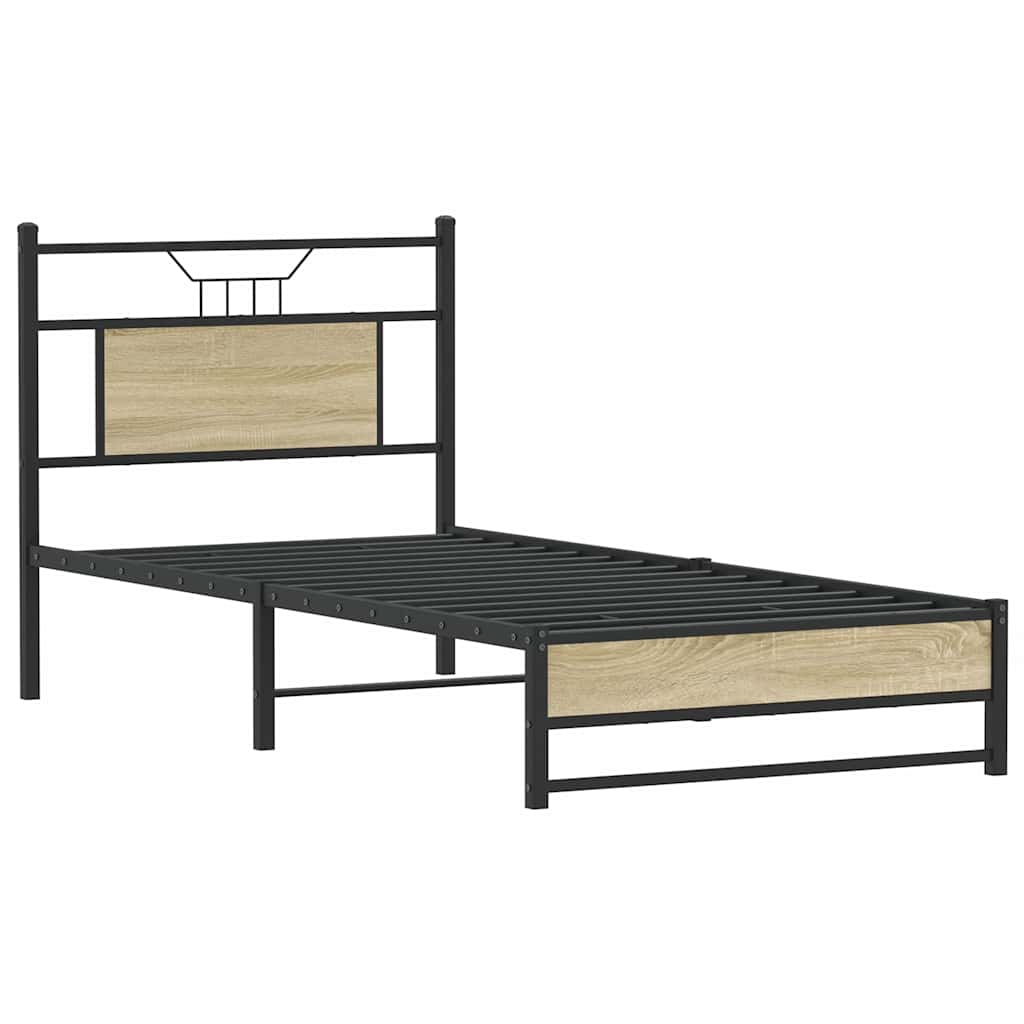 vidaXL Bed Frame without Mattress Sonoma Oak 90x190 cm Single Engineered Wood 3