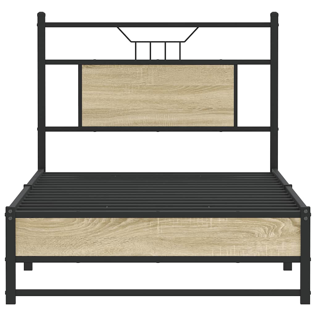 vidaXL Bed Frame without Mattress Sonoma Oak 90x190 cm Single Engineered Wood 6