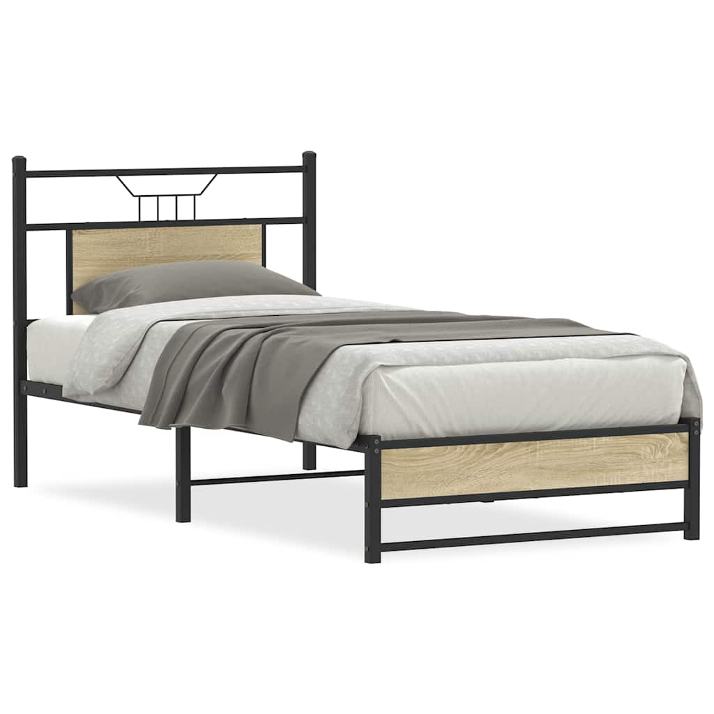 vidaXL Bed Frame without Mattress Sonoma Oak 90x190 cm Single Engineered Wood 1
