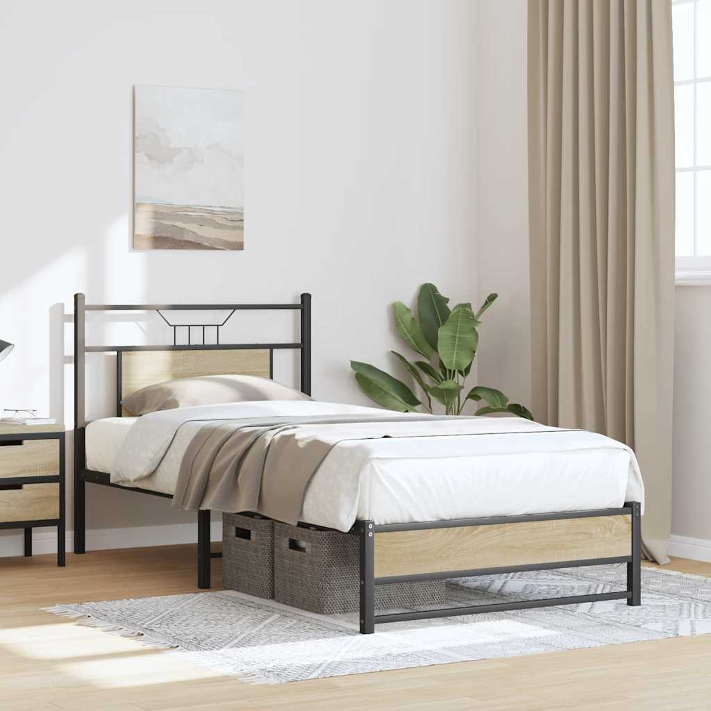 vidaXL Bed Frame without Mattress Sonoma Oak 90x200 cm Engineered Wood 5