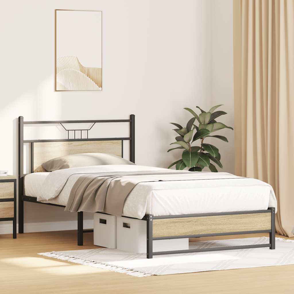 vidaXL Bed Frame without Mattress Sonoma Oak 100x190 cm Engineered Wood 5