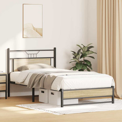 vidaXL Bed Frame without Mattress Sonoma Oak 100x190 cm Engineered Wood 5