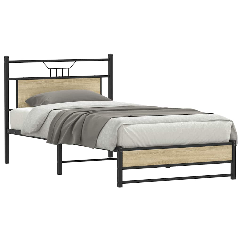 vidaXL Bed Frame without Mattress Sonoma Oak 100x200 cm Engineered Wood 2