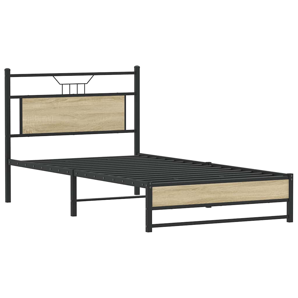vidaXL Bed Frame without Mattress Sonoma Oak 100x200 cm Engineered Wood 3