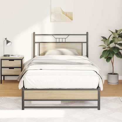 vidaXL Bed Frame without Mattress Sonoma Oak 100x200 cm Engineered Wood 4