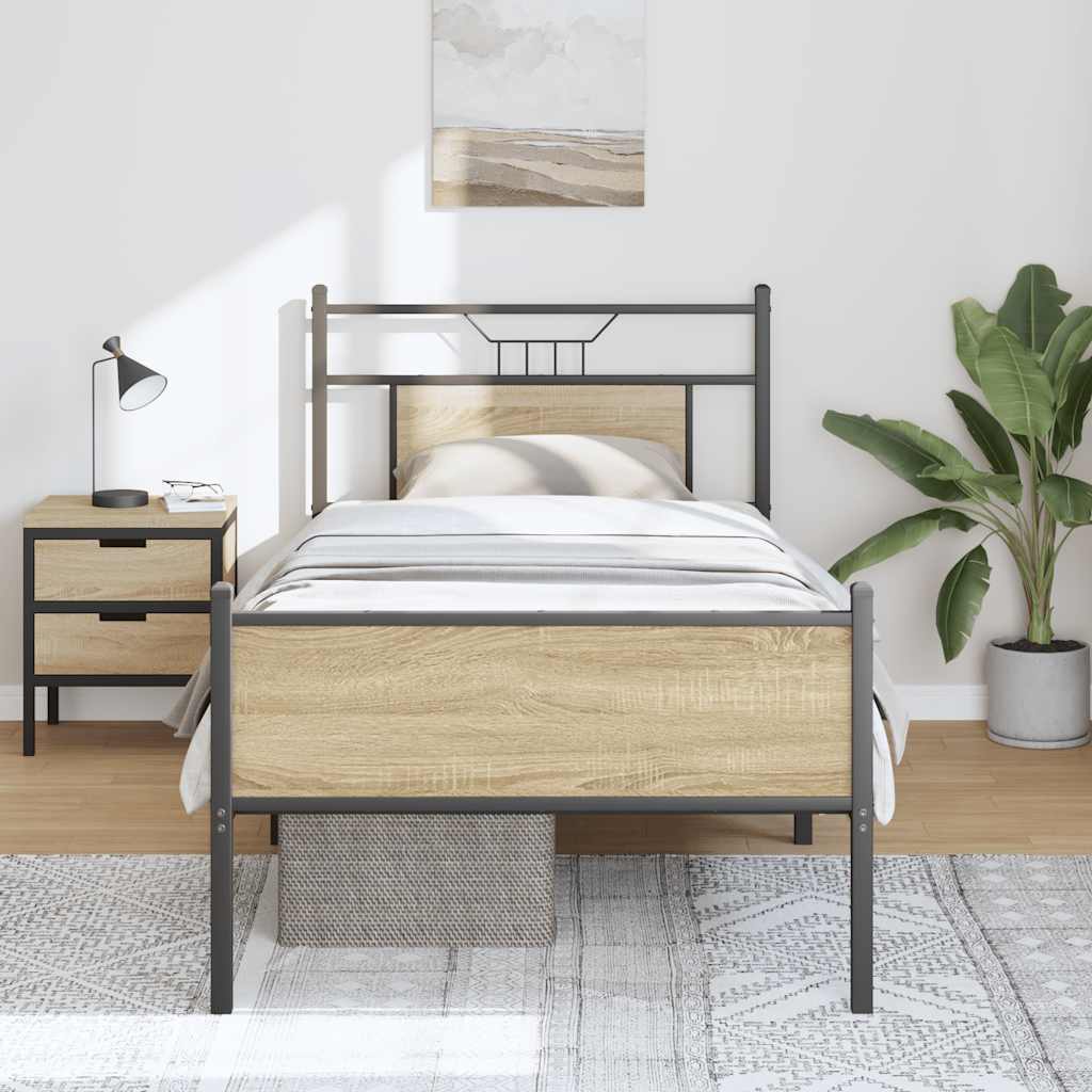 vidaXL Bed Frame without Mattress Sonoma Oak 80x200 cm Engineered Wood 4