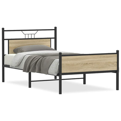 Bed Frame without Mattress Engineered Wood Sonoma oak With headboard & high footboard 100 cm 200 cm
