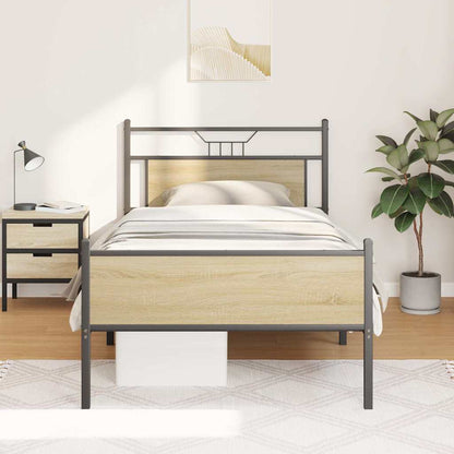 Bed Frame without Mattress Engineered Wood Sonoma oak With headboard & high footboard 100 cm 200 cm