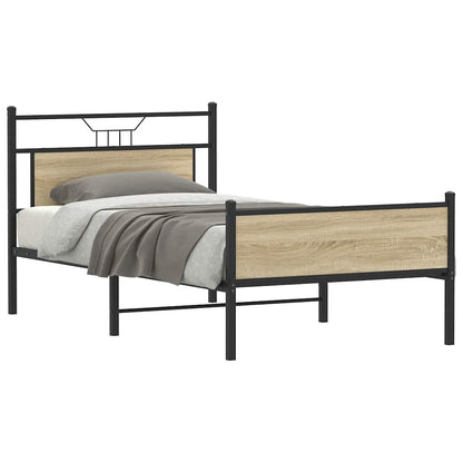 Bed Frame without Mattress Engineered Wood Sonoma oak With headboard & high footboard 100 cm 200 cm