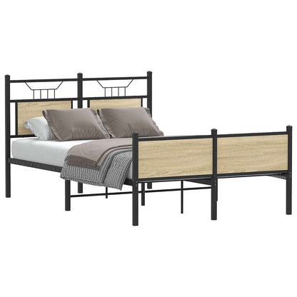 vidaXL Bed Frame without Mattress Engineered Wood Sonoma Oak with Headboard & High Footboard