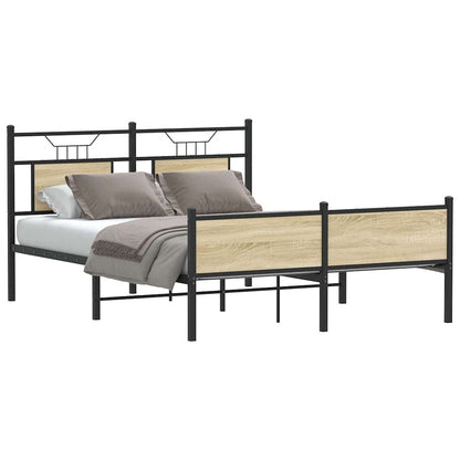 vidaXL Bed Frame without Mattress Engineered Wood Sonoma Oak with Headboard & High Footboard
