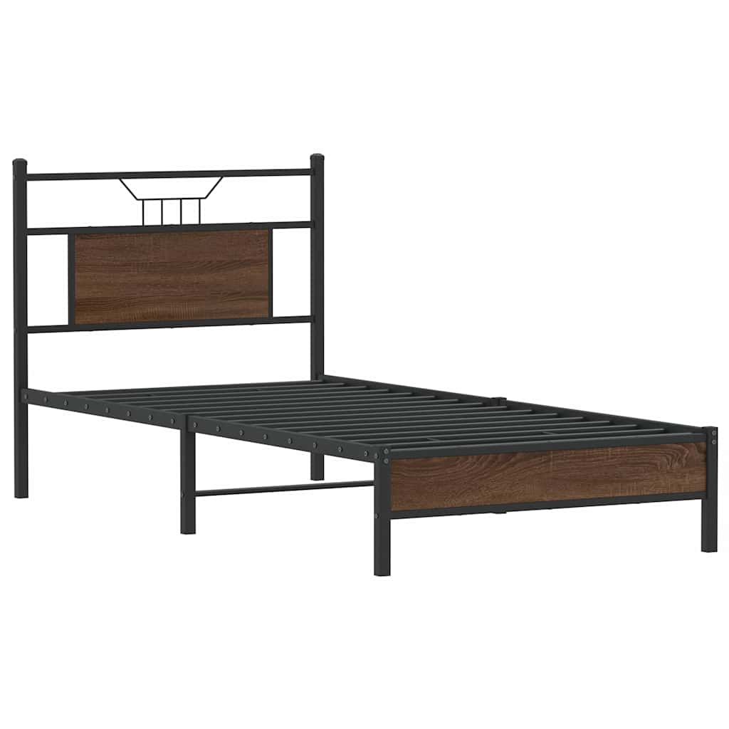 vidaXL Bed Frame without Mattress Brown Oak 75x190 cm Small Single Engineered Wood 3