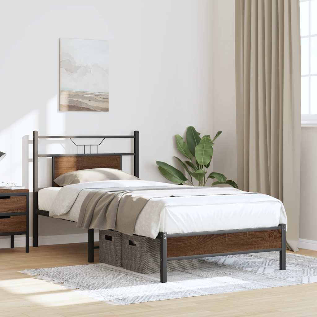 vidaXL Bed Frame without Mattress Brown Oak 80x200 cm Engineered Wood 4