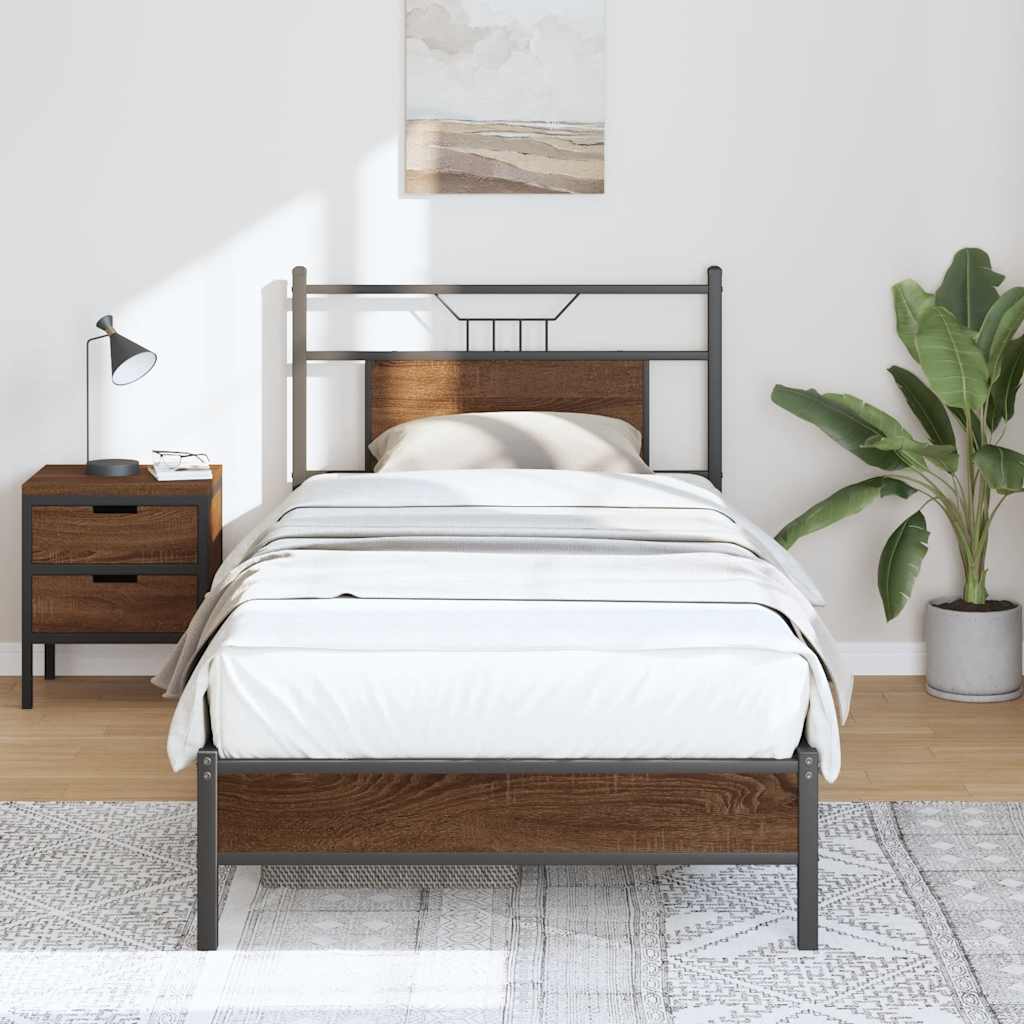vidaXL Bed Frame without Mattress Brown Oak 80x200 cm Engineered Wood 5