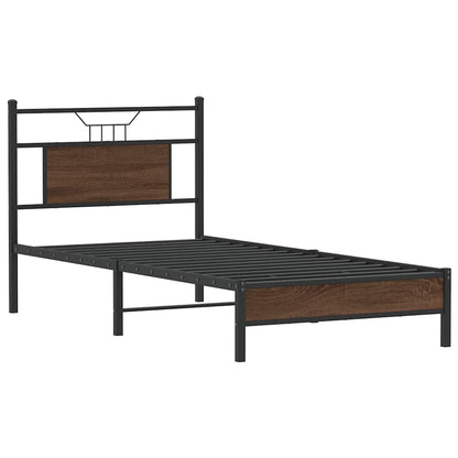 vidaXL Bed Frame without Mattress Brown Oak 90x190 cm Single Engineered Wood 3