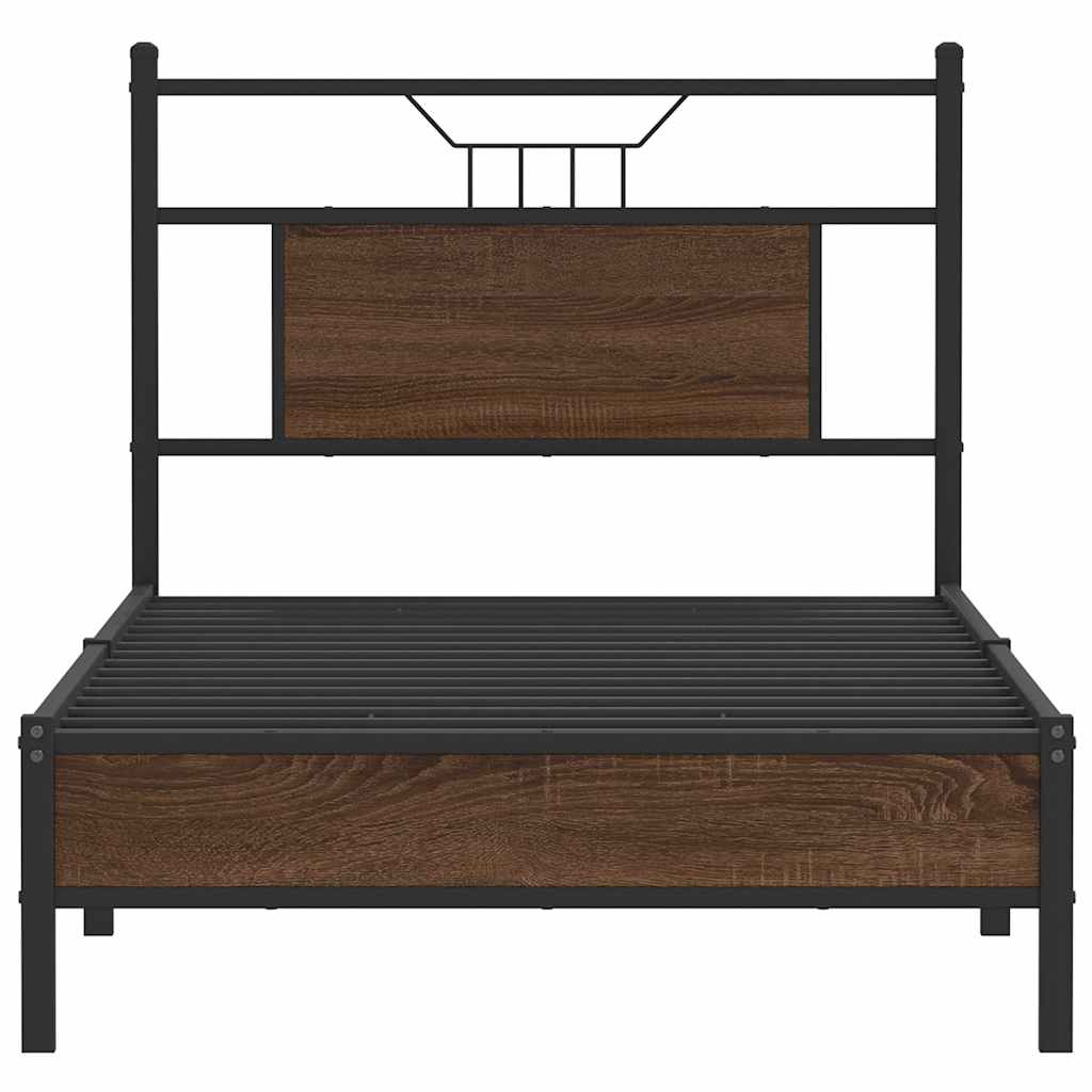vidaXL Bed Frame without Mattress Brown Oak 90x190 cm Single Engineered Wood 6