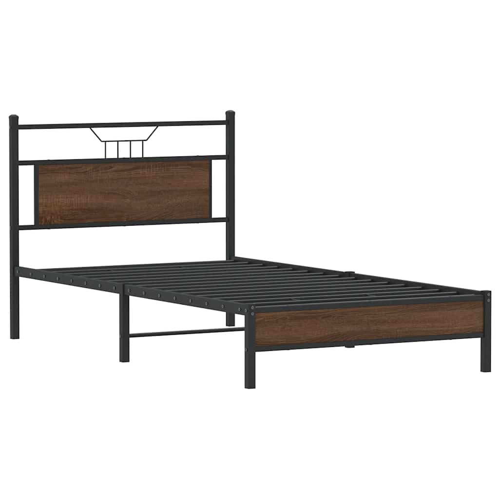 vidaXL Bed Frame without Mattress Brown Oak 100x190 cm Engineered Wood 3