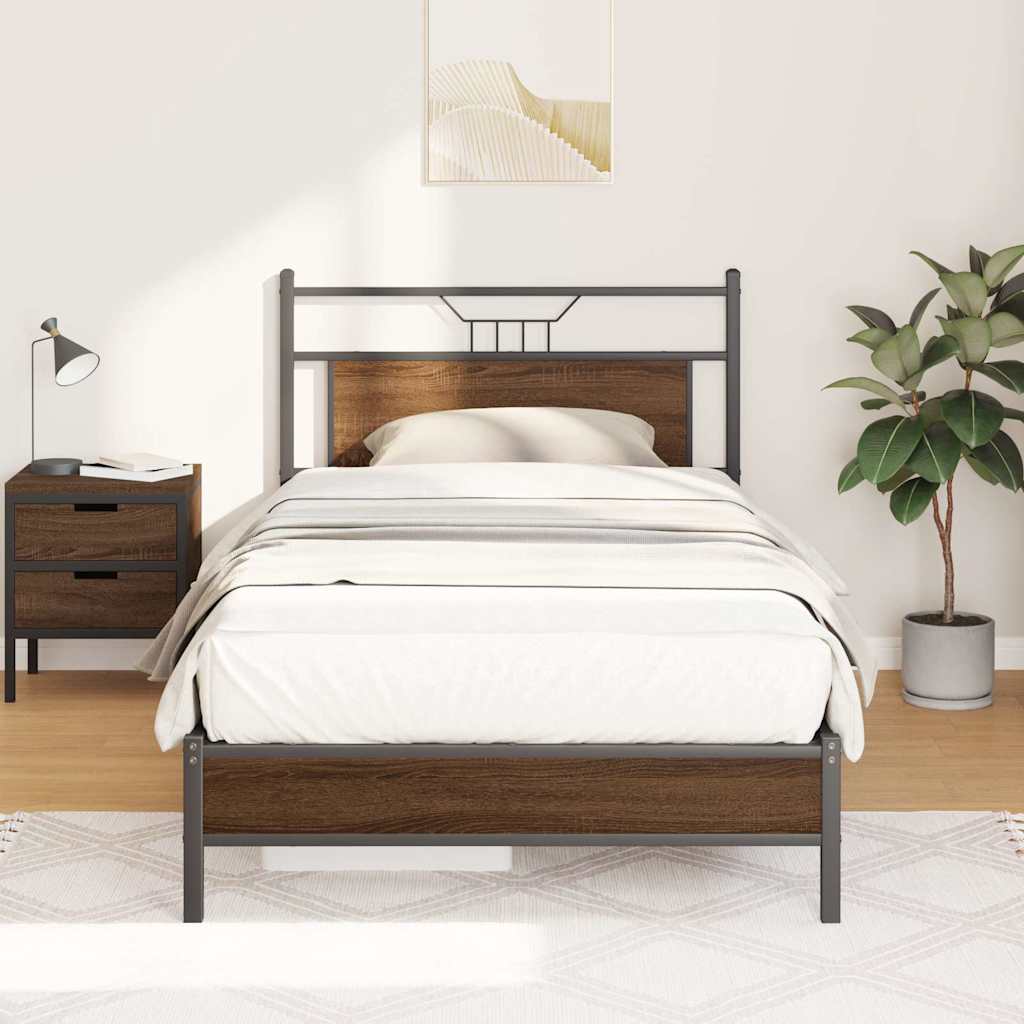 vidaXL Bed Frame without Mattress Brown Oak 100x190 cm Engineered Wood 5