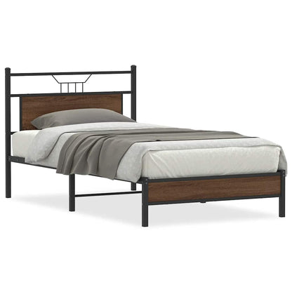 vidaXL Bed Frame without Mattress Brown Oak 100x200 cm Engineered Wood 2