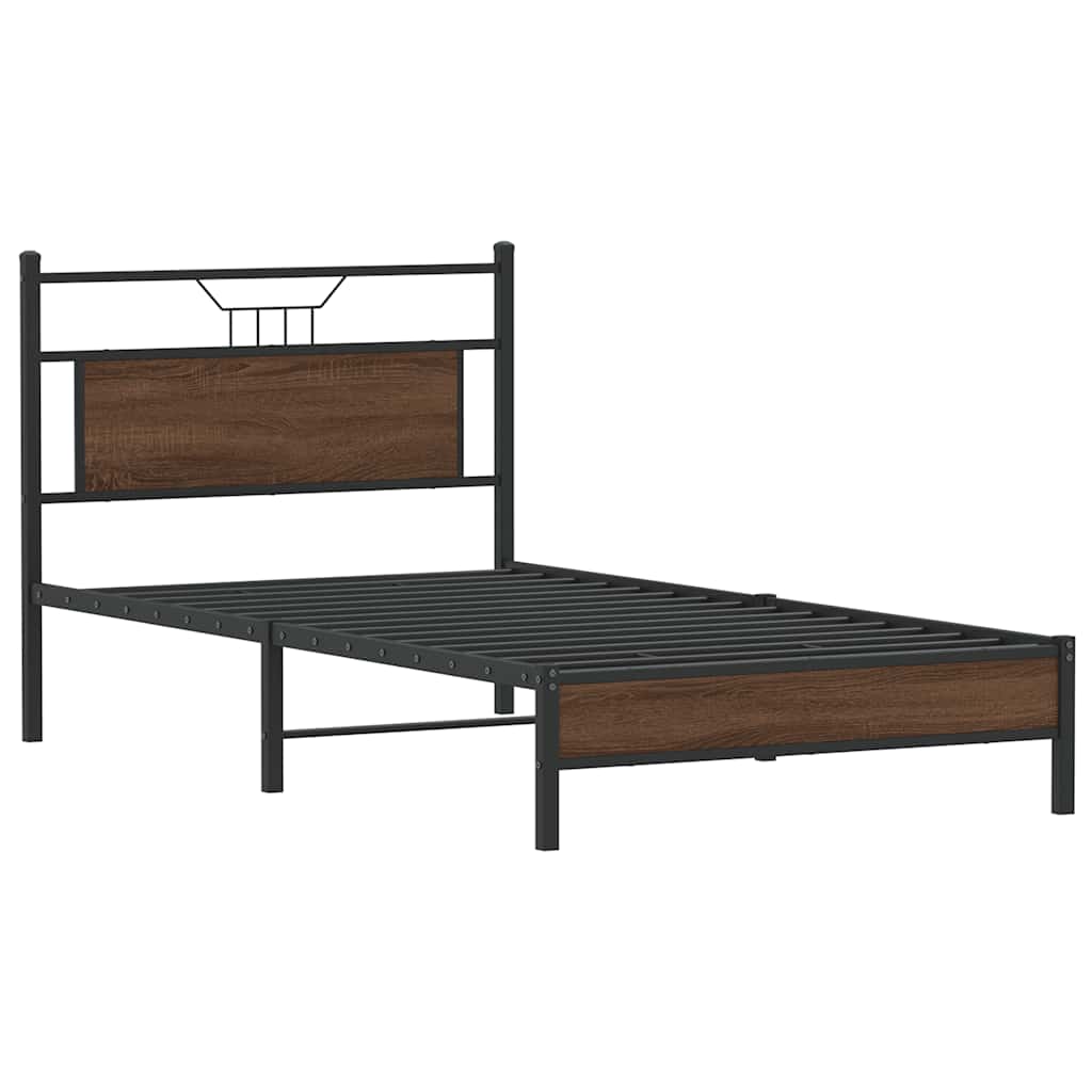 vidaXL Bed Frame without Mattress Brown Oak 100x200 cm Engineered Wood 3