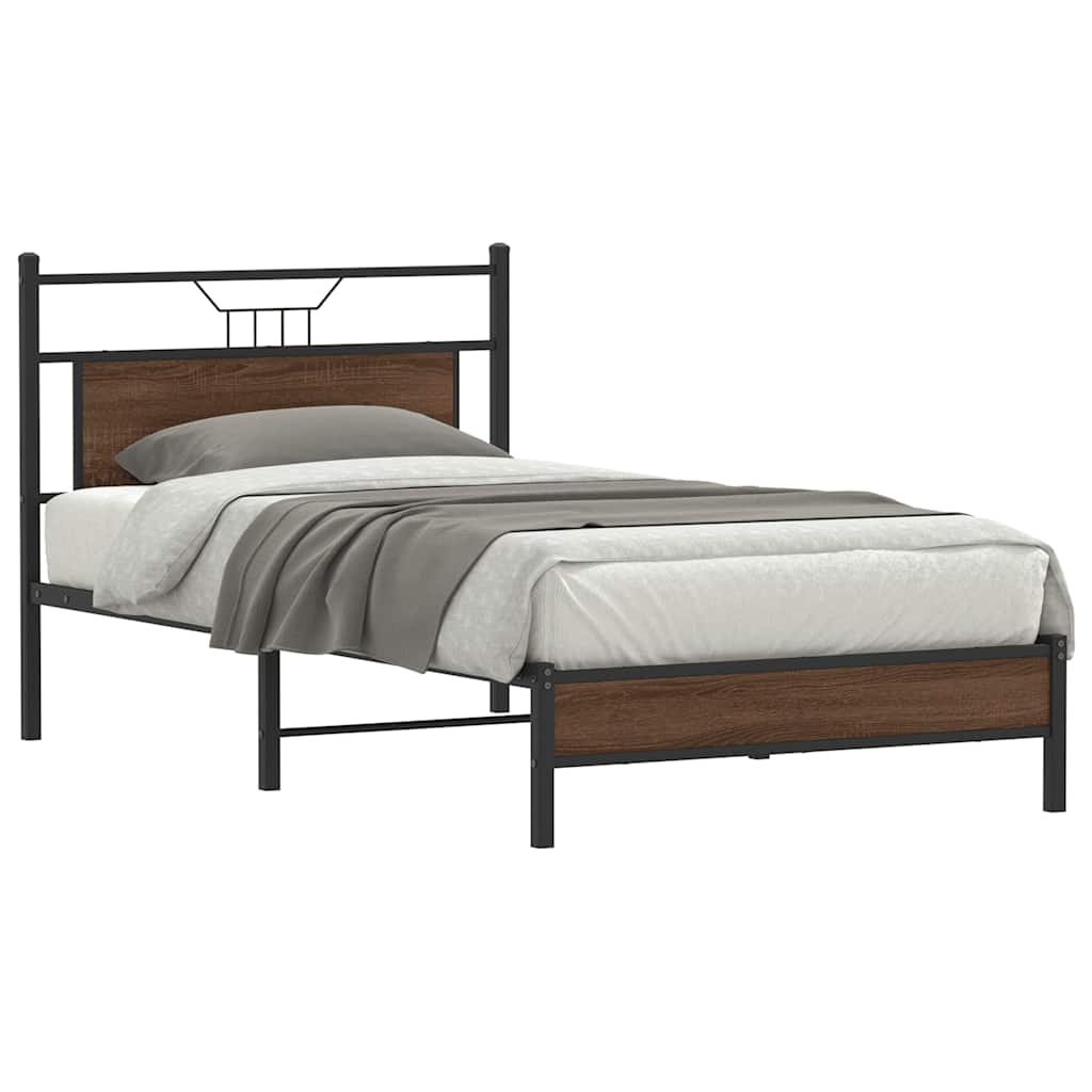 vidaXL Bed Frame without Mattress Brown Oak 100x200 cm Engineered Wood 1