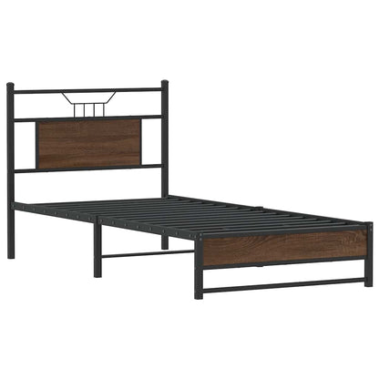 vidaXL Bed Frame without Mattress Brown Oak 75x190 cm Small Single Engineered Wood 3