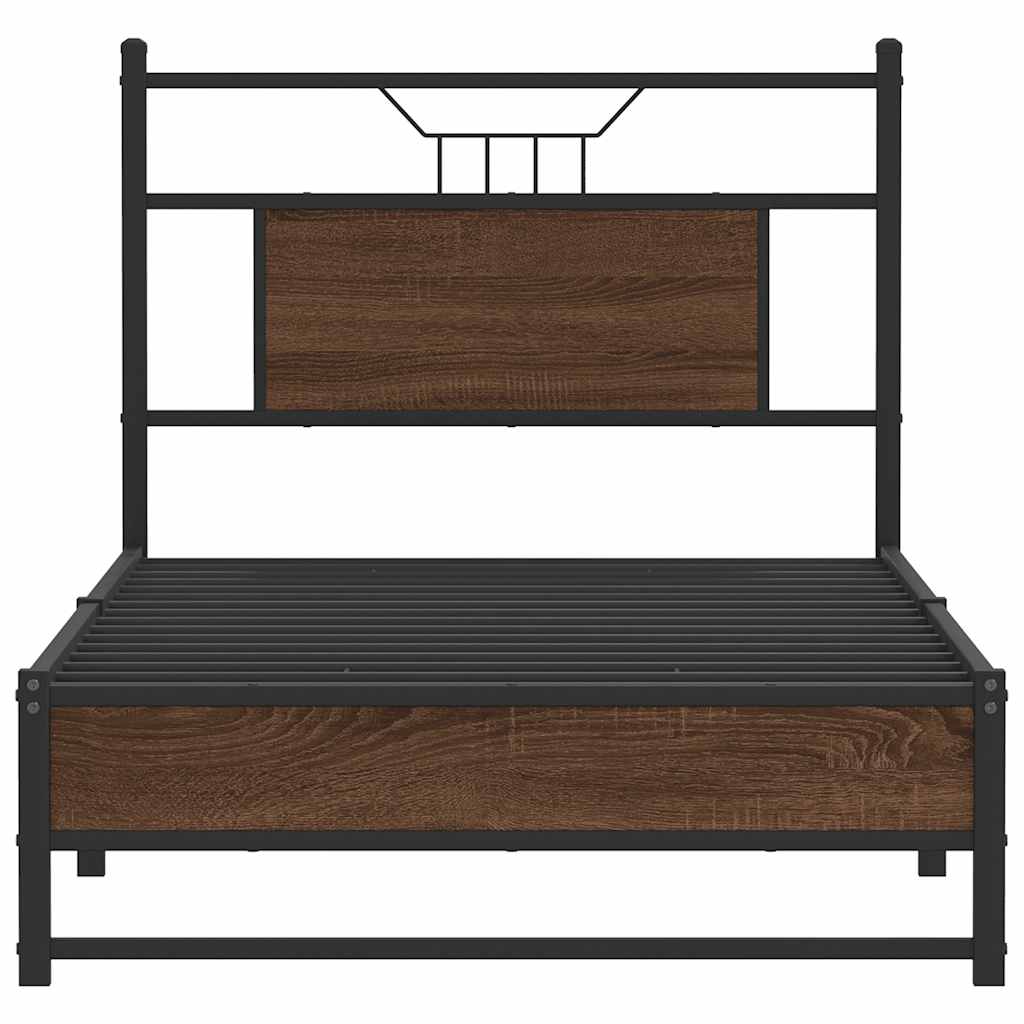 vidaXL Bed Frame without Mattress Brown Oak 75x190 cm Small Single Engineered Wood 6