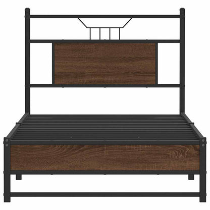vidaXL Bed Frame without Mattress Brown Oak 75x190 cm Small Single Engineered Wood 6