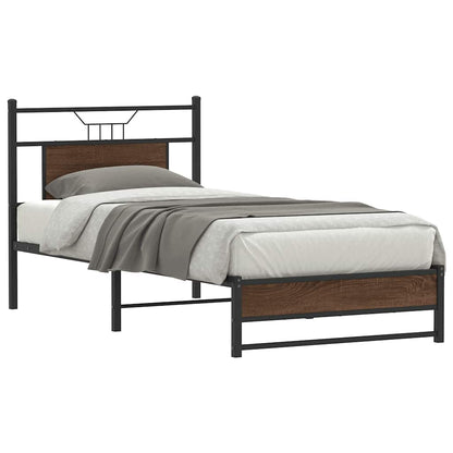 vidaXL Bed Frame without Mattress Brown Oak 75x190 cm Small Single Engineered Wood 1