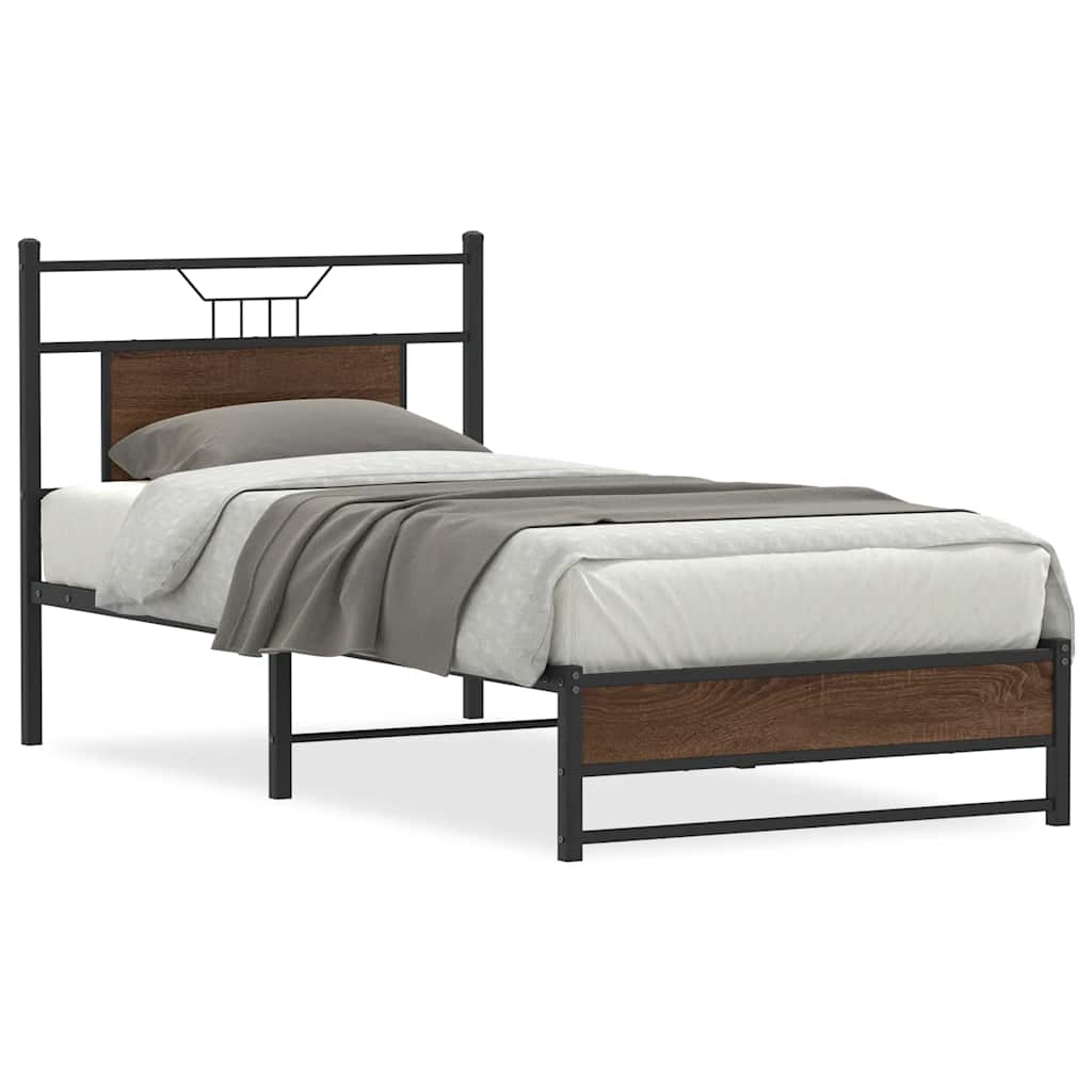vidaXL Bed Frame without Mattress Brown Oak 80x200 cm Engineered Wood 2