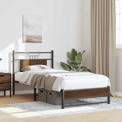 vidaXL Bed Frame without Mattress Brown Oak 90x190 cm Single Engineered Wood 4