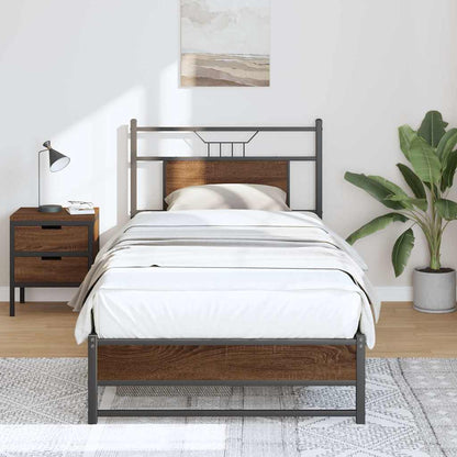 vidaXL Bed Frame without Mattress Brown Oak 90x190 cm Single Engineered Wood 5