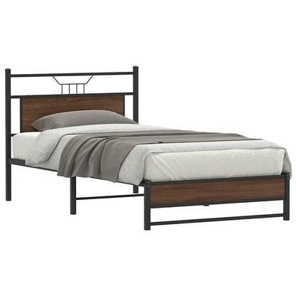 vidaXL Bed Frame without Mattress Brown Oak 100x190 cm Engineered Wood 1