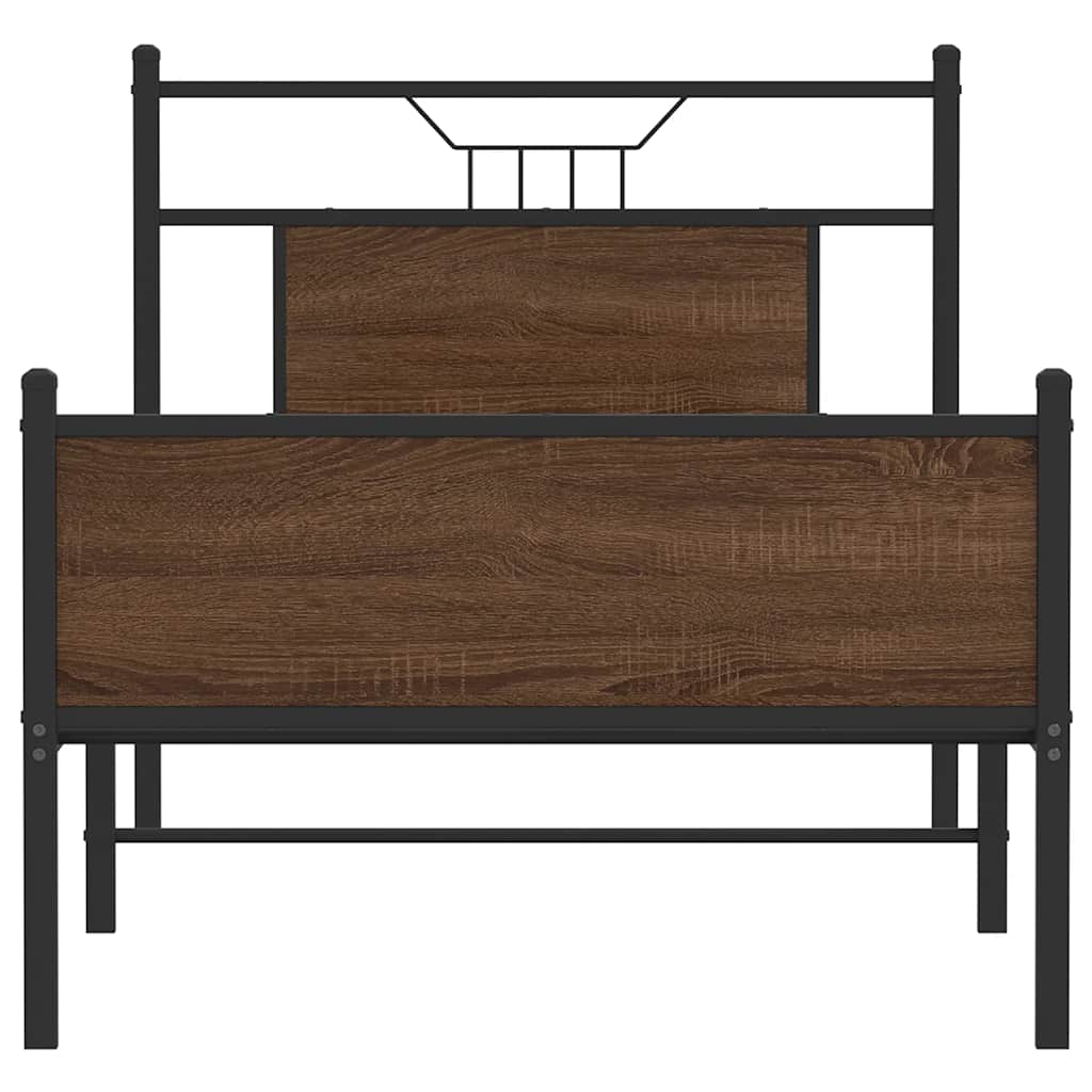 vidaXL Bed Frame without Mattress Brown Oak 75x190 cm Small Single Engineered Wood 6