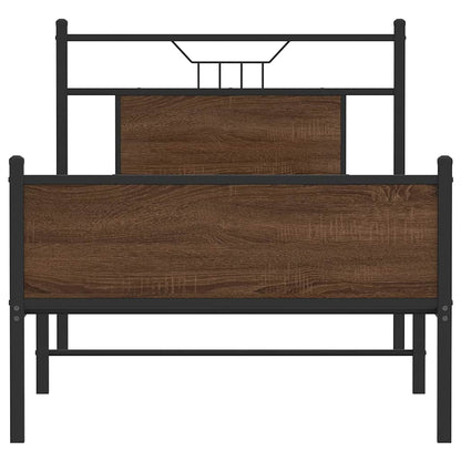 vidaXL Bed Frame without Mattress Brown Oak 75x190 cm Small Single Engineered Wood 6